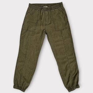 Anthropologie Flocked Polka Dot Olive Green Jogger Pants Women's Size Small